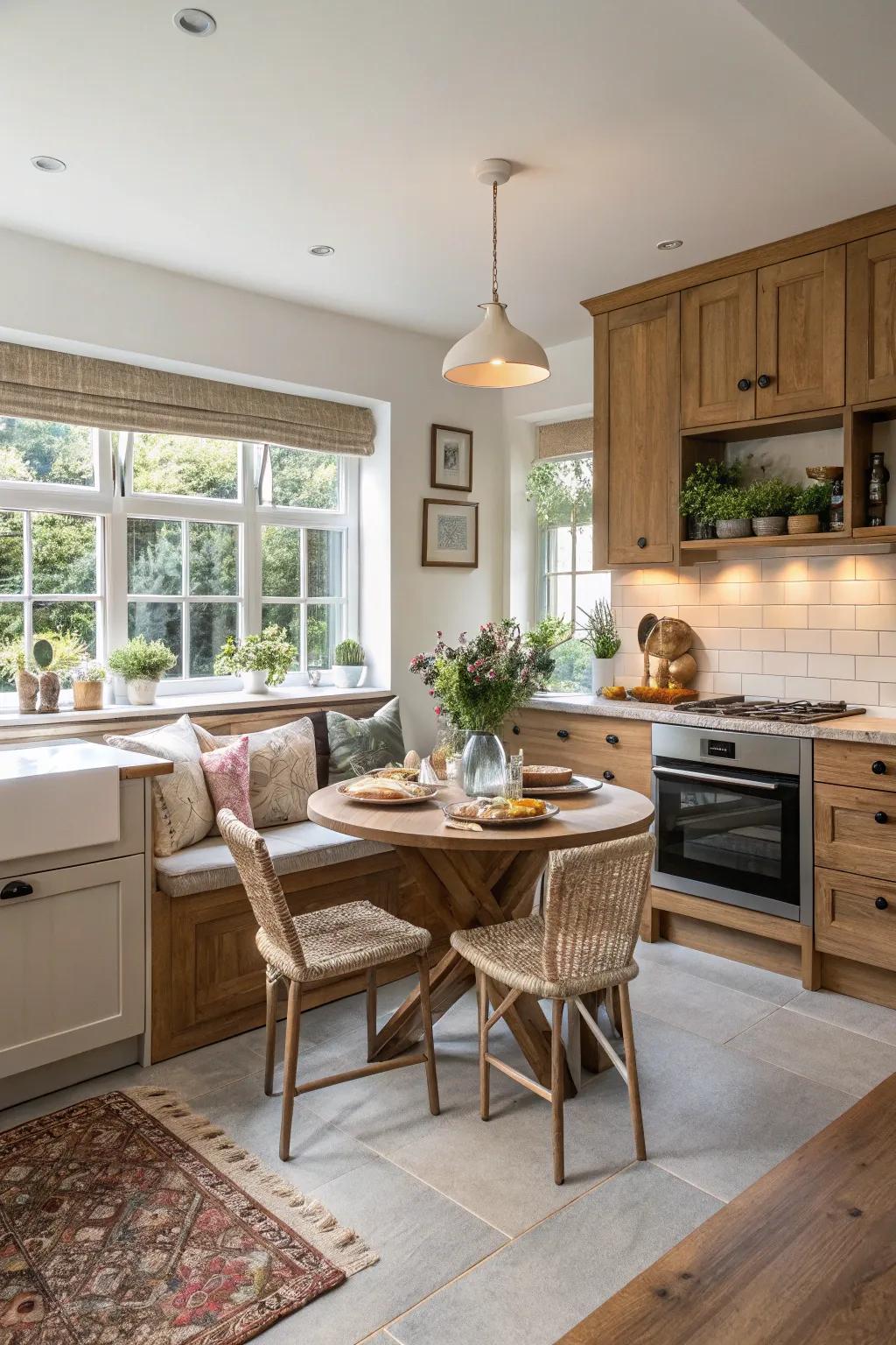 A morning eating corner introduces allure and functionality.