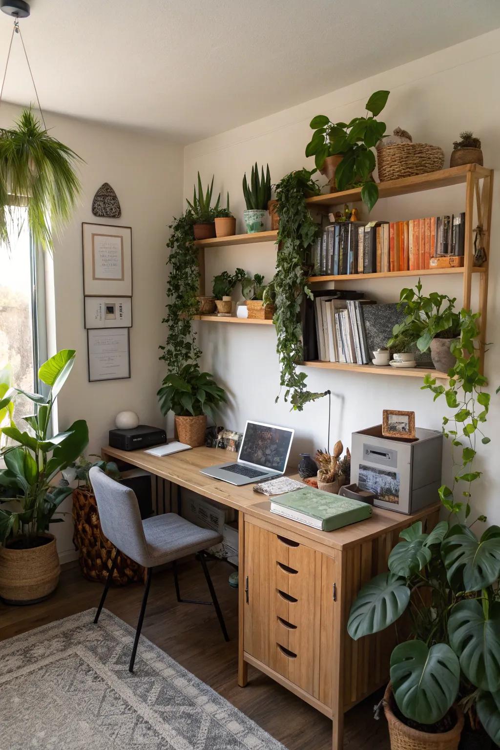 Indoor plants add a refreshing touch of nature.