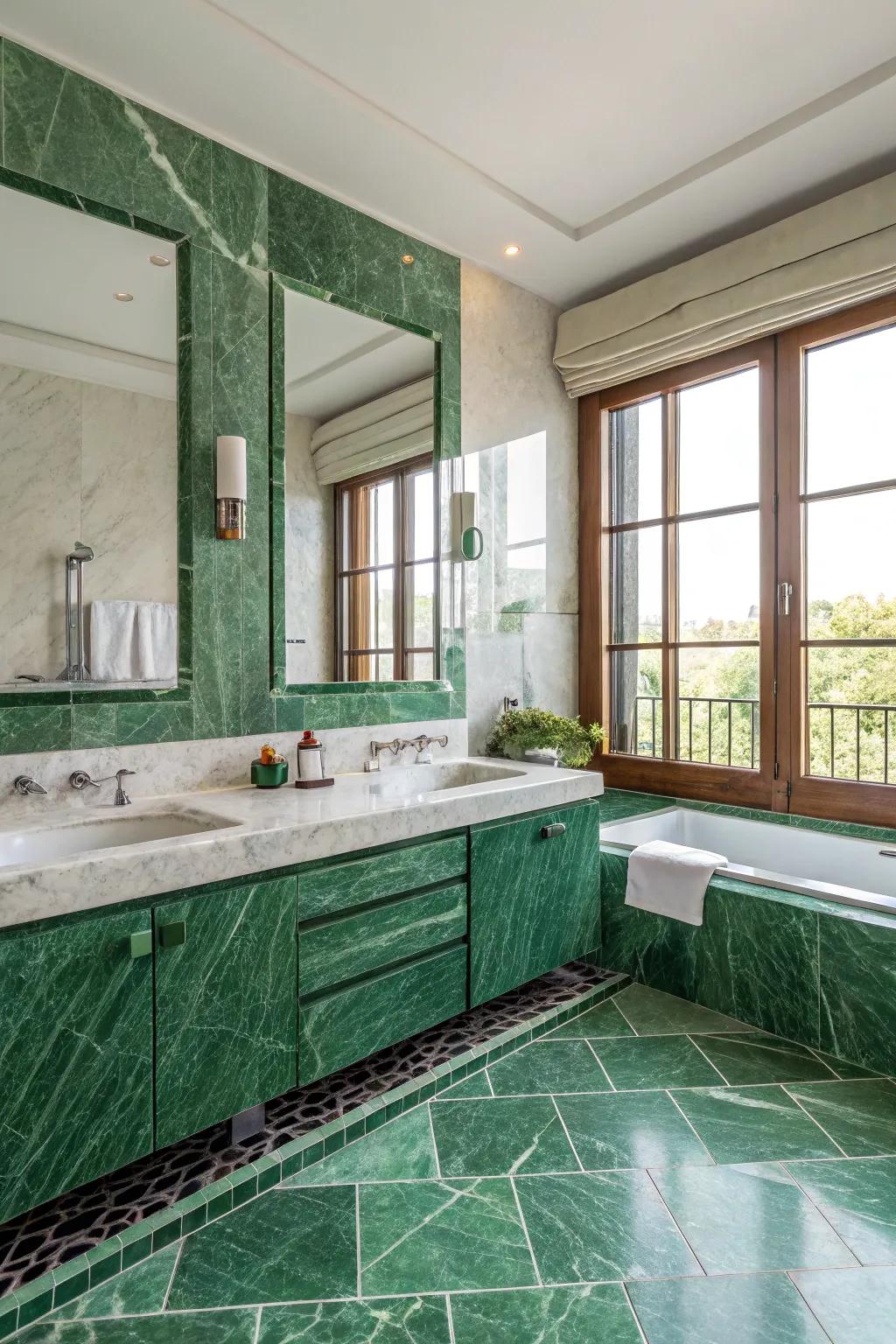 Unusual marble colors, such as green, introduce a distinctive twist.