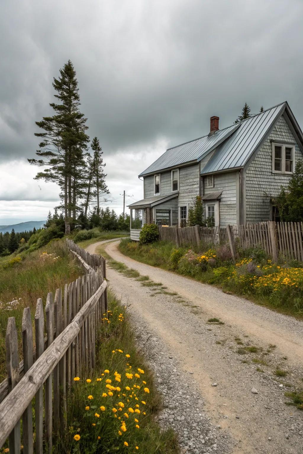 A countryside setting dwelling showcasing weathered metal cladding for an ageless enticement.
