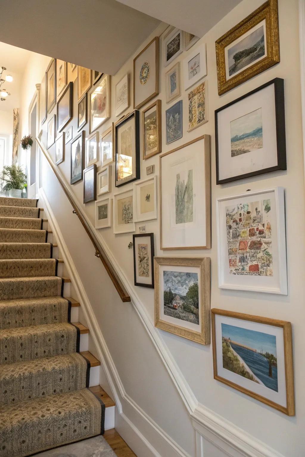 Layering creates appealing depth and dimension in this gallery wall.