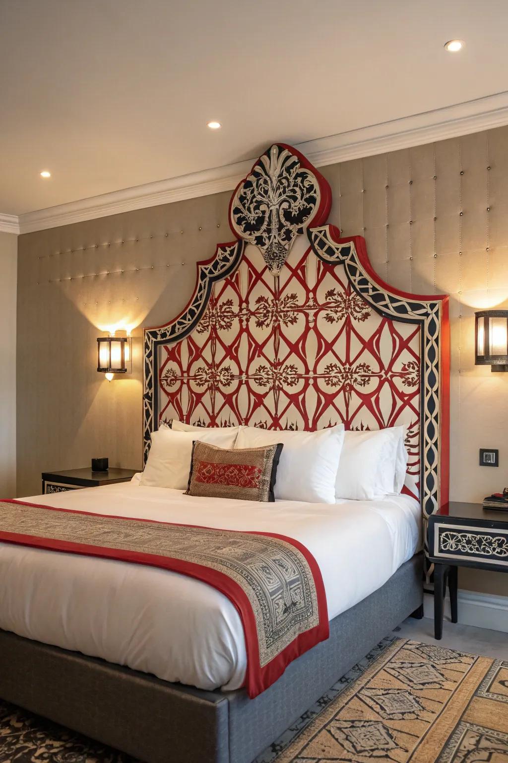 A center stage headboard can define the style of your bedroom.