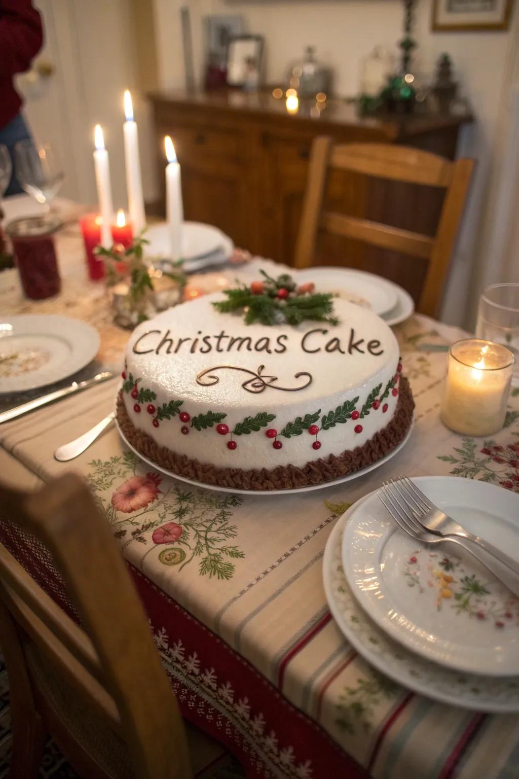Christmas cake featuring personalized messages