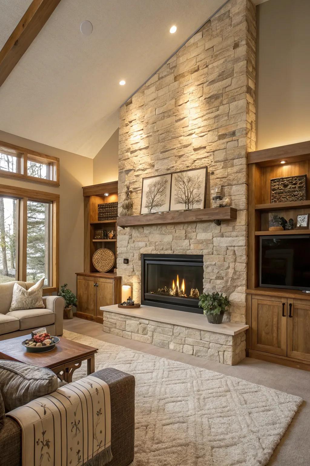 Natural textures introduce depth and tactile interest.