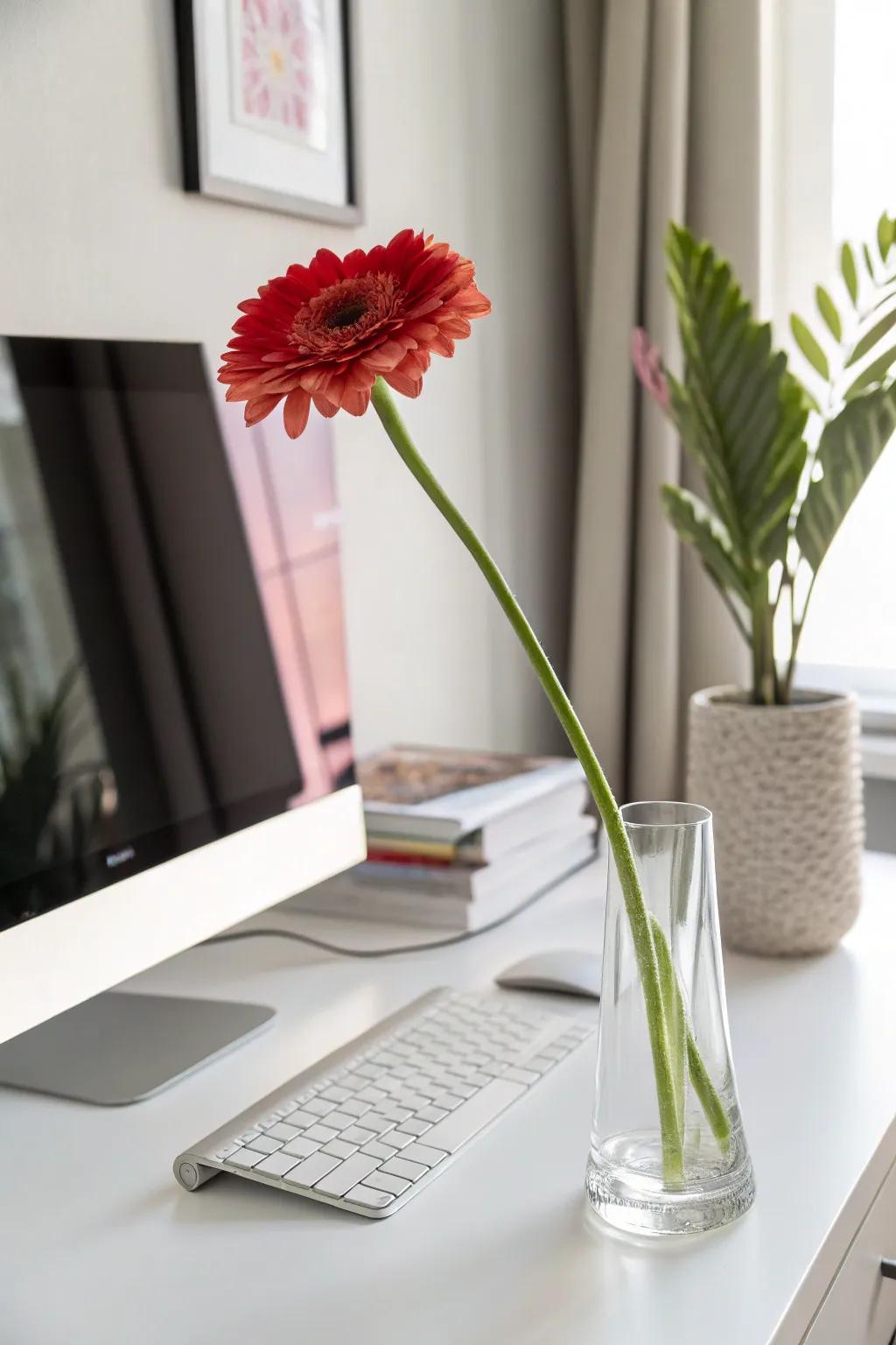 A declarative single stem arrangement offering grace and simplicity.