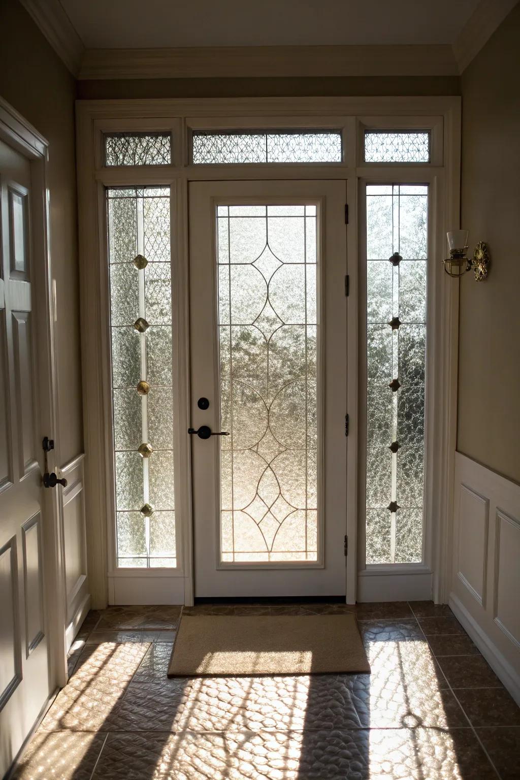 Textured window maintains seclusion without sacrificing light.