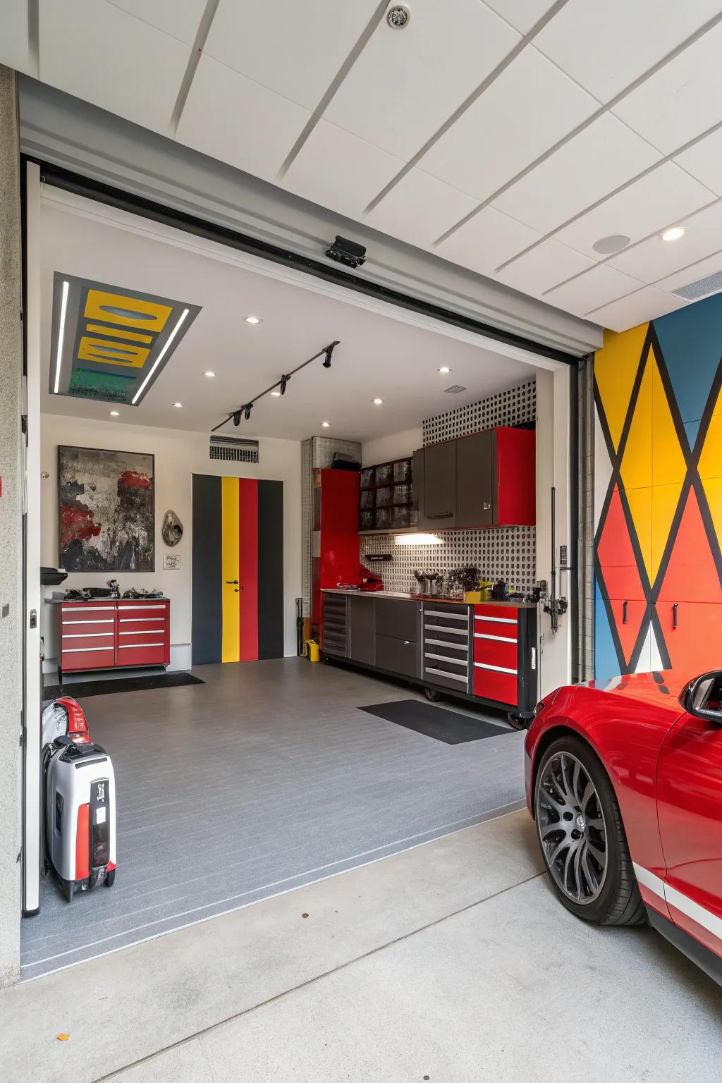 Inject energy into your garage with statement colors.