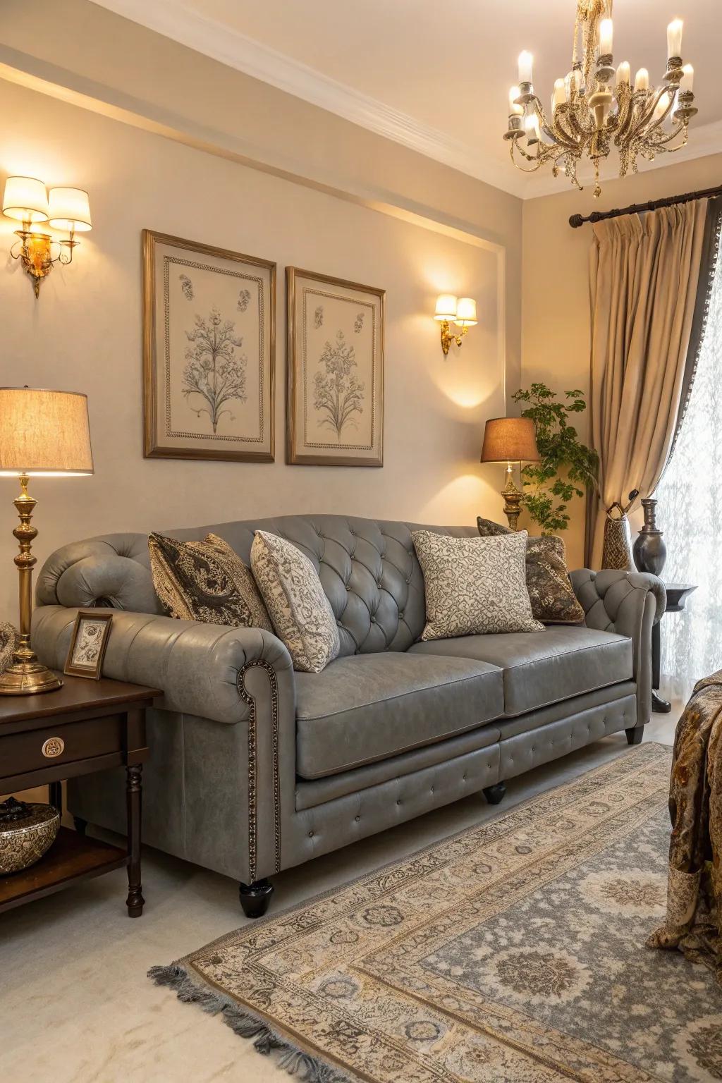 Sumptuous fabrics affixing elegance to a contemporary lounge.