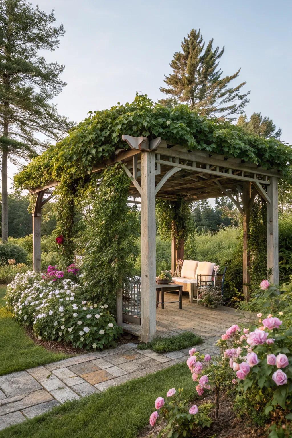A freestanding arbor makes a private place to relax in your yard.