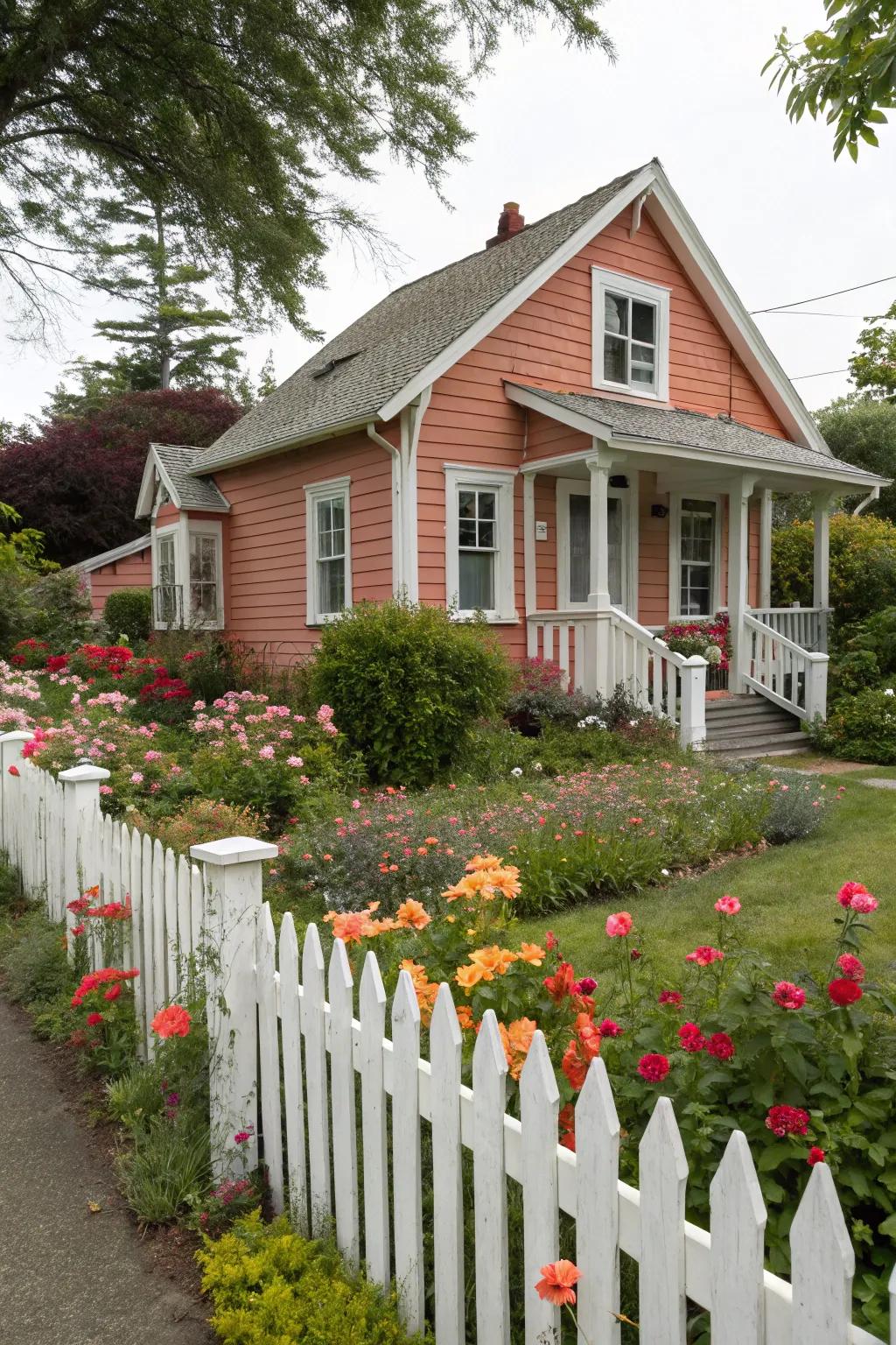 Peach and white for a vibrant, playful exterior.