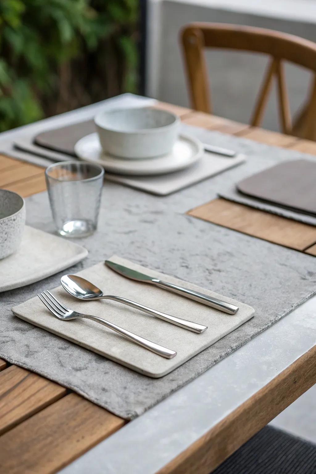 Unforeseen components introduce a contemporary edge to the table.
