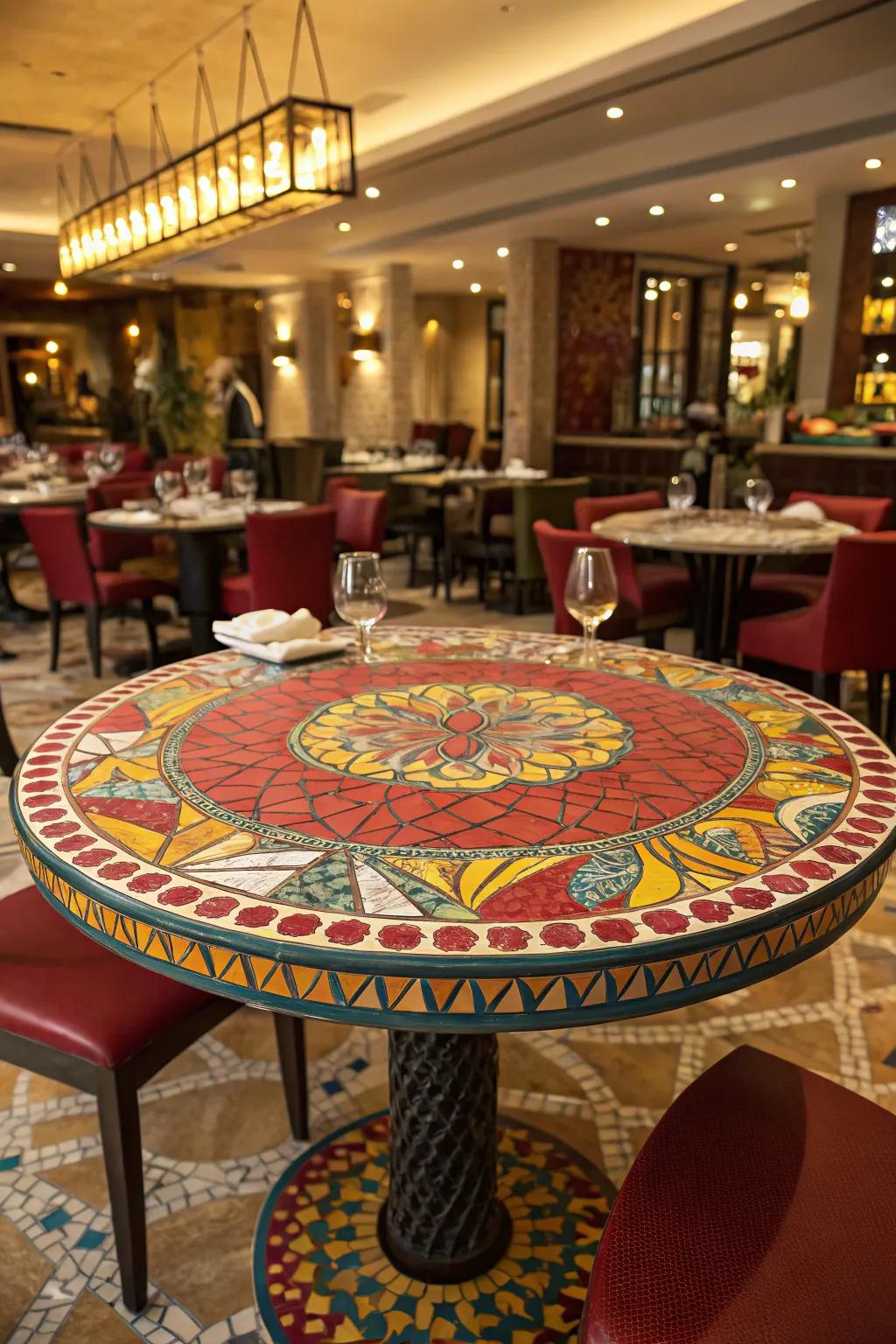 Resolute mosaic designs establish a sensational declaration within any chamber.