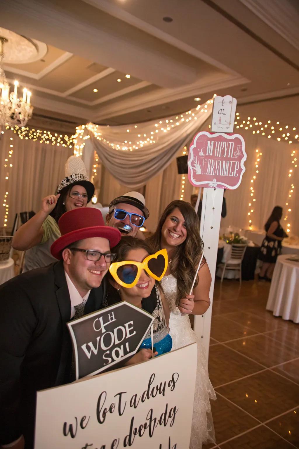 Playful snapshot booths entertain attendees and capture candid moments.