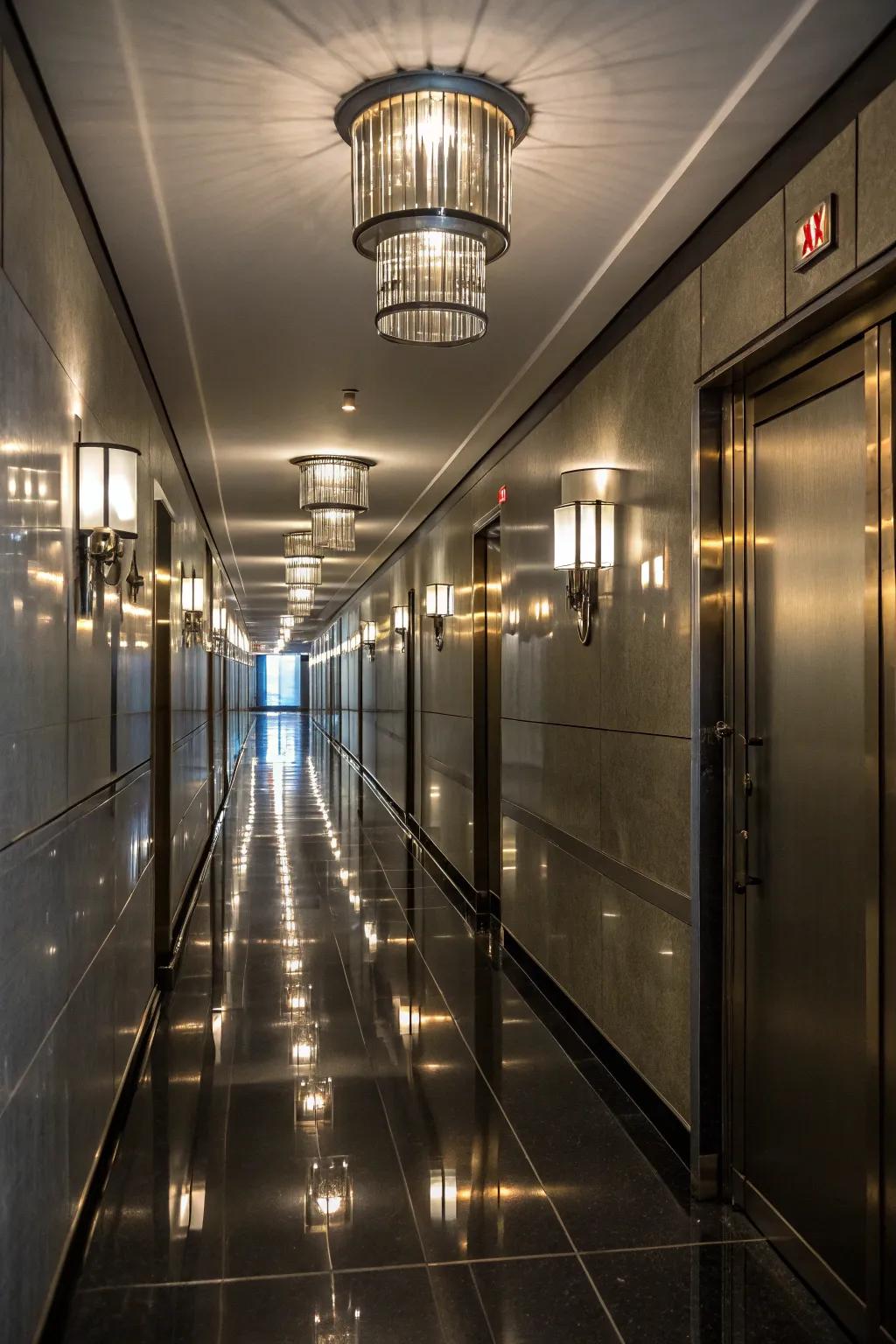 Reflective surfaces enhance light and introduce a hint of glam.