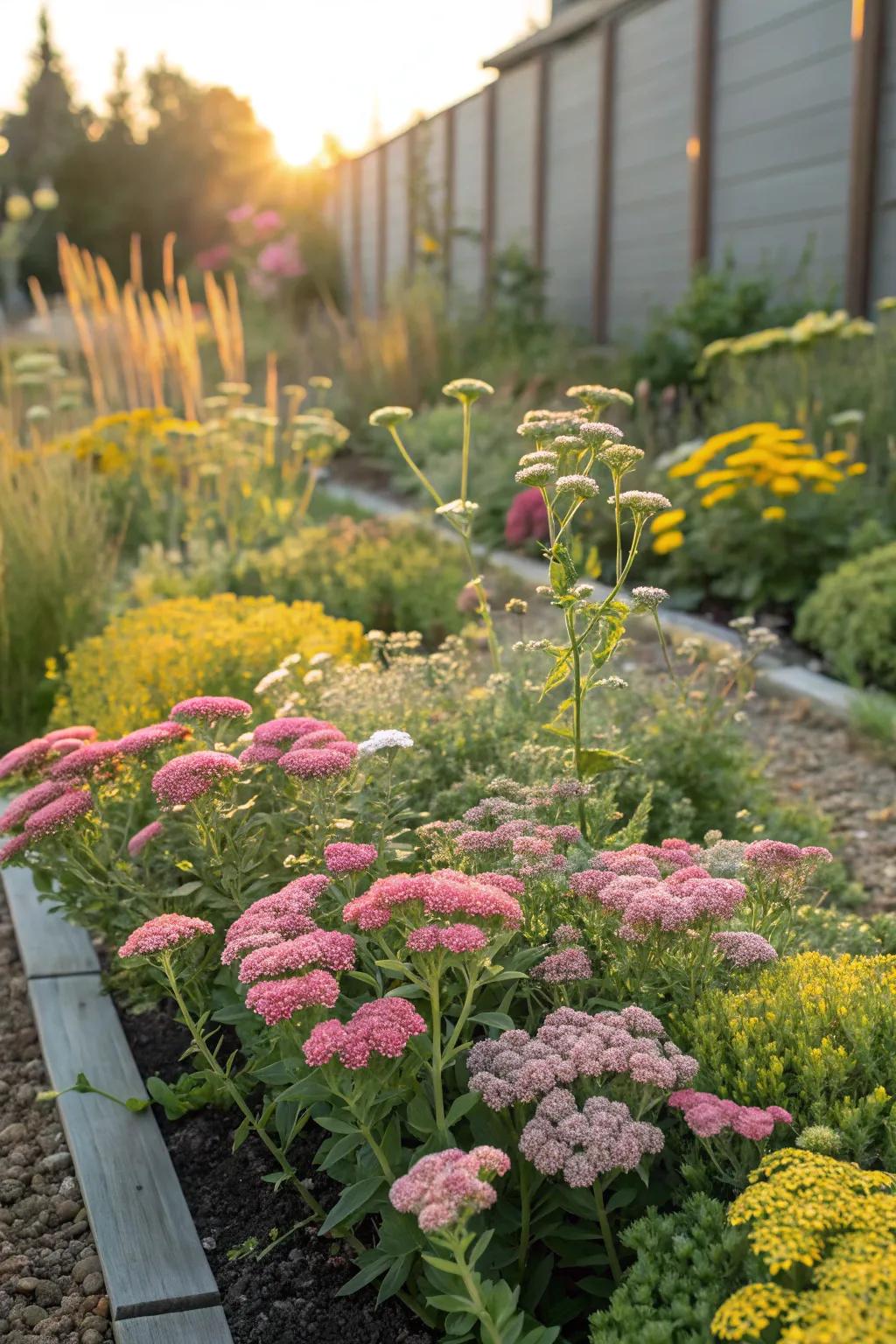 Bright and colorful perennials that don't need much care, in full bloom.