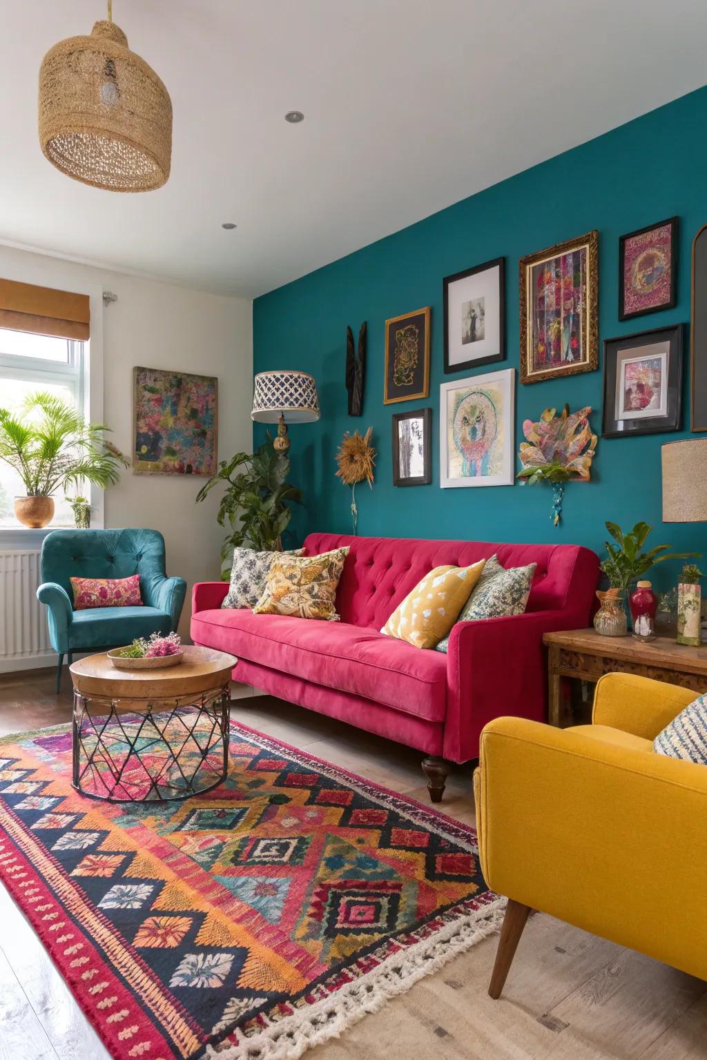 Dynamic hues can invigorate and refresh an area.