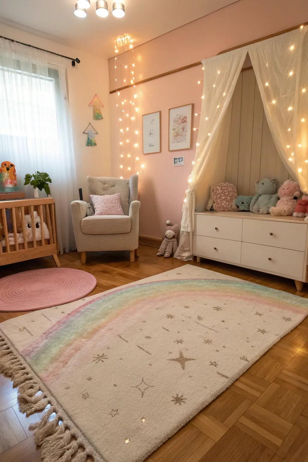 A touch of shimmer introduces elegance to the nursery.