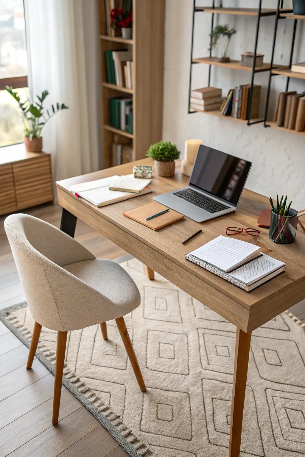 Add warmth and style with a rug.