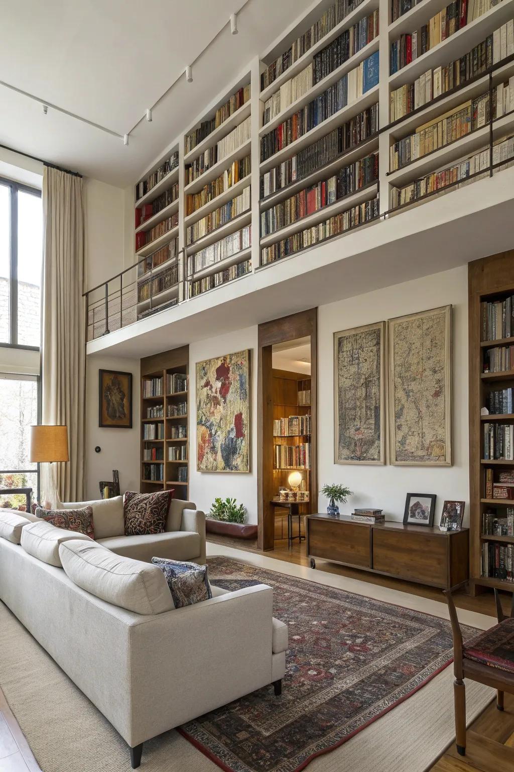 Vertical components infuse altitude and elegance into the area.