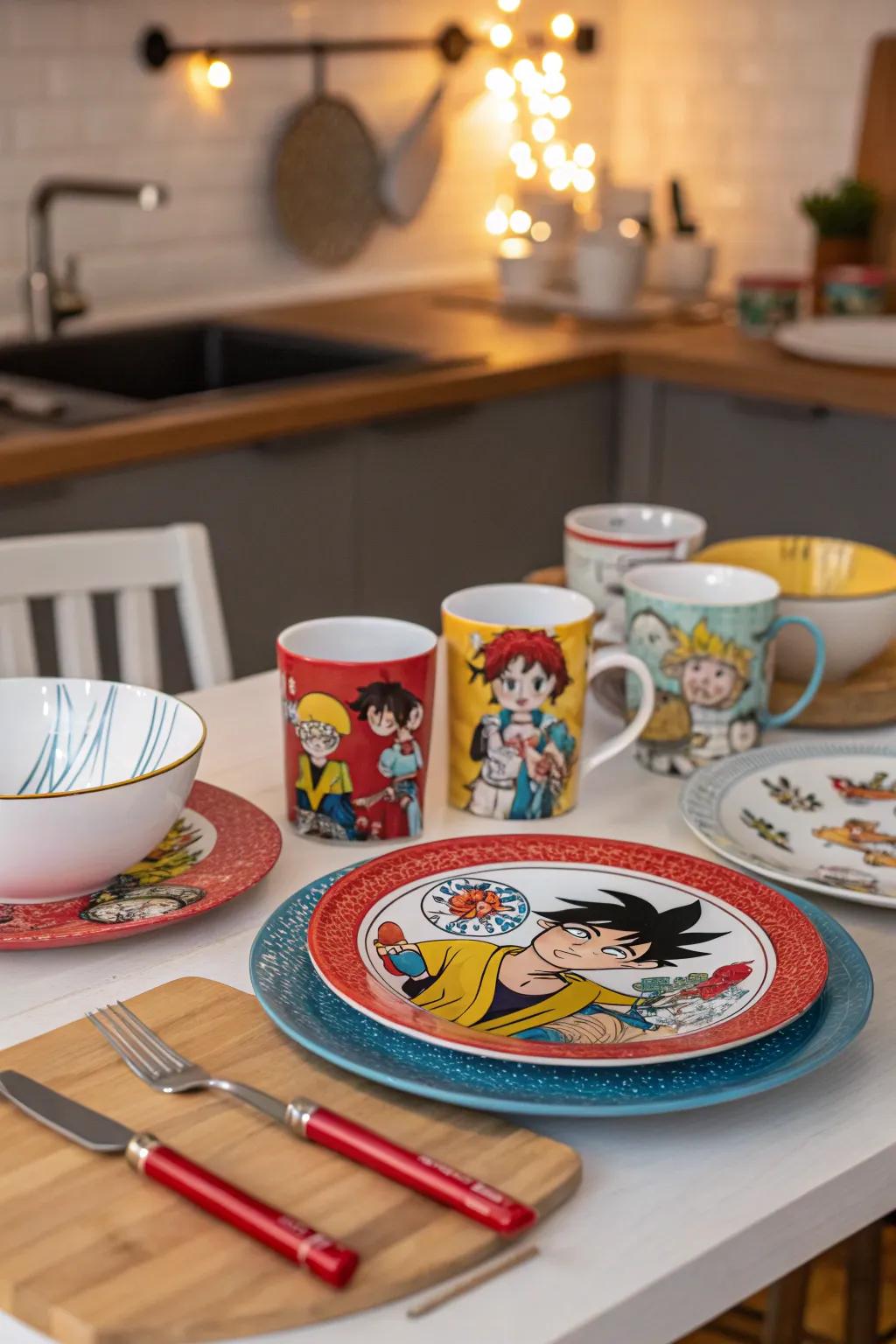 Channel anime charm into your dining venture via themed dishware.