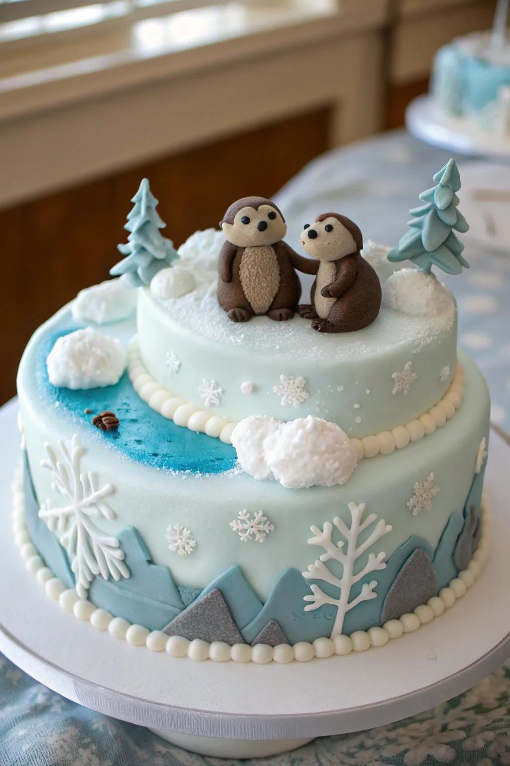 Calm down with an otter and iceberg-themed cake.