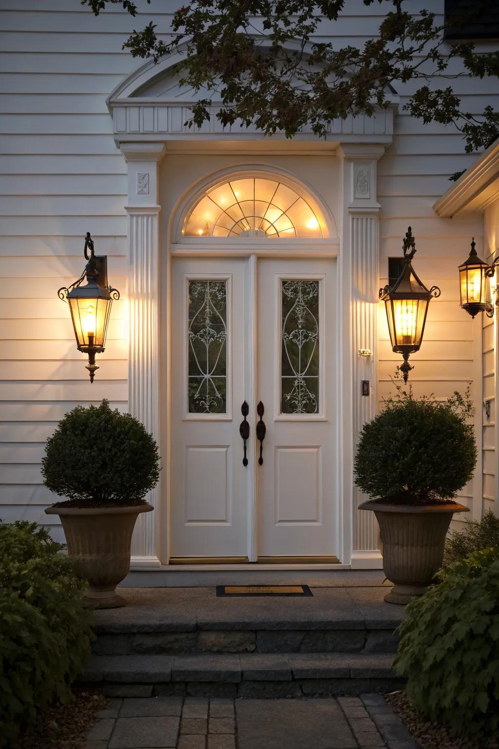 Symmetrical sconces contribute equilibrium and sophistication to your entryway illumination.