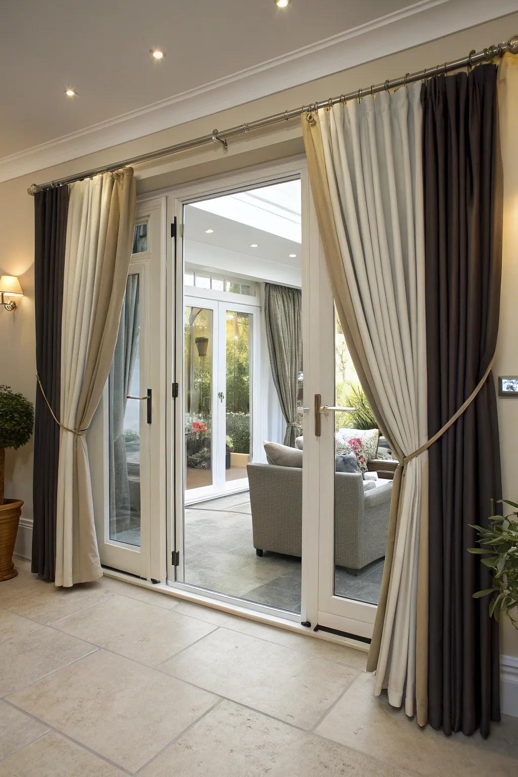 Layering curtains provides versatility in style and light control.