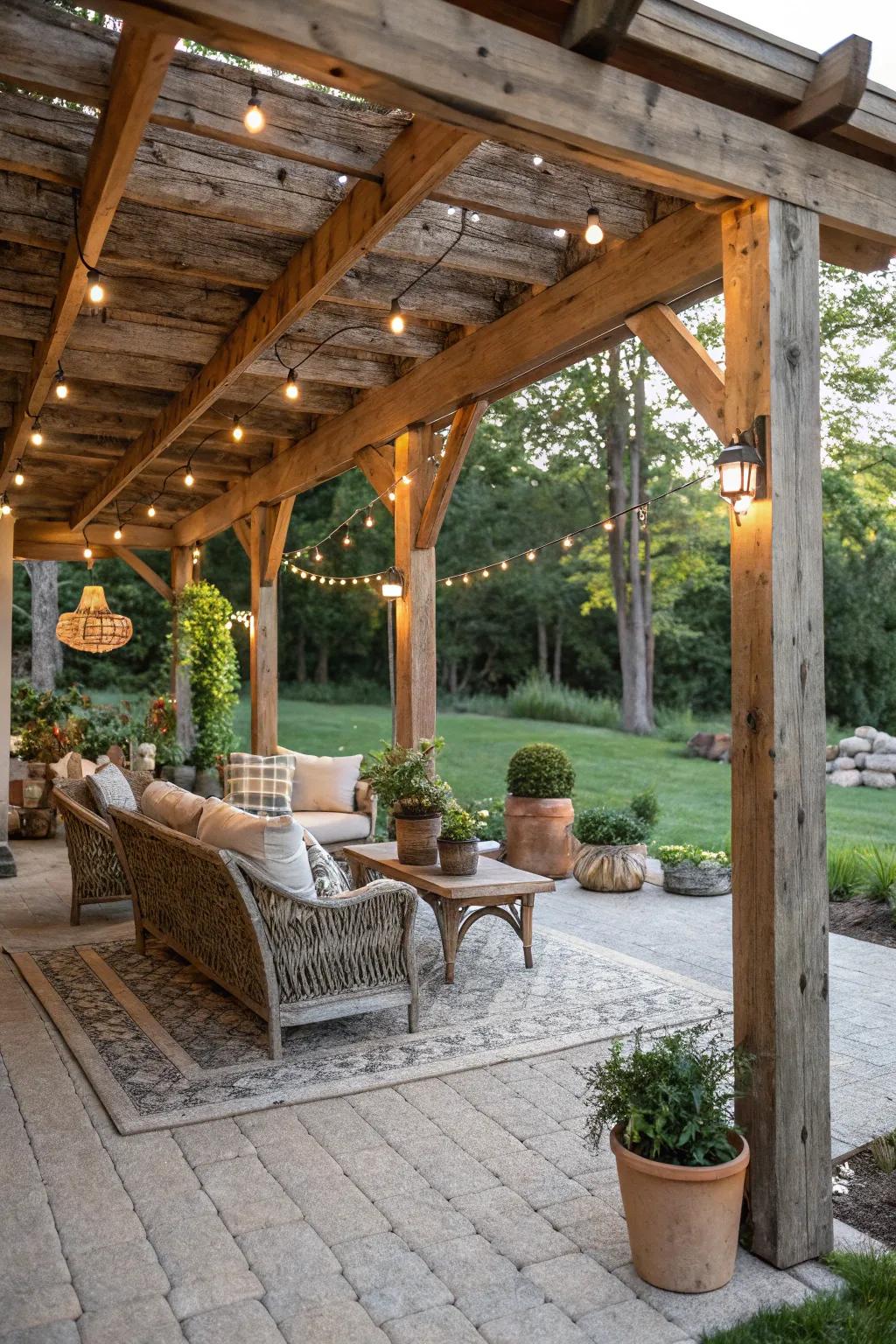 Lumber frames add rustic appeal to your patio.
