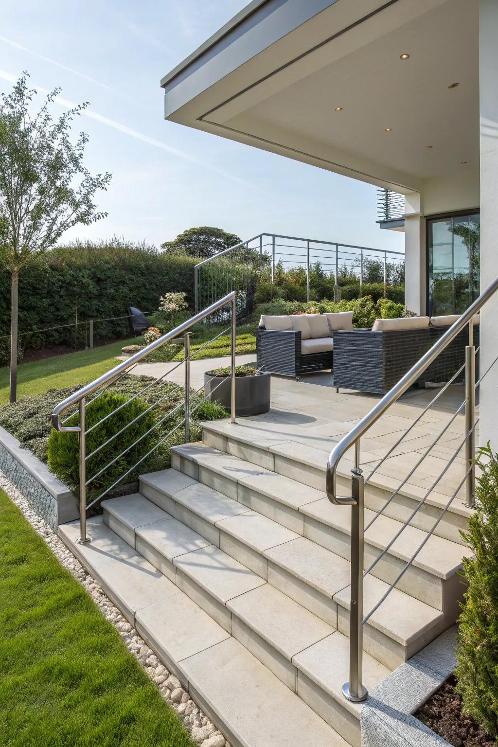 Stylish railings add both safety and flair.