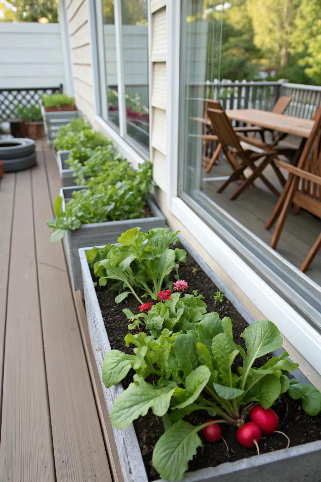 Window boxes provide easy access to fresh greens right outside your window.