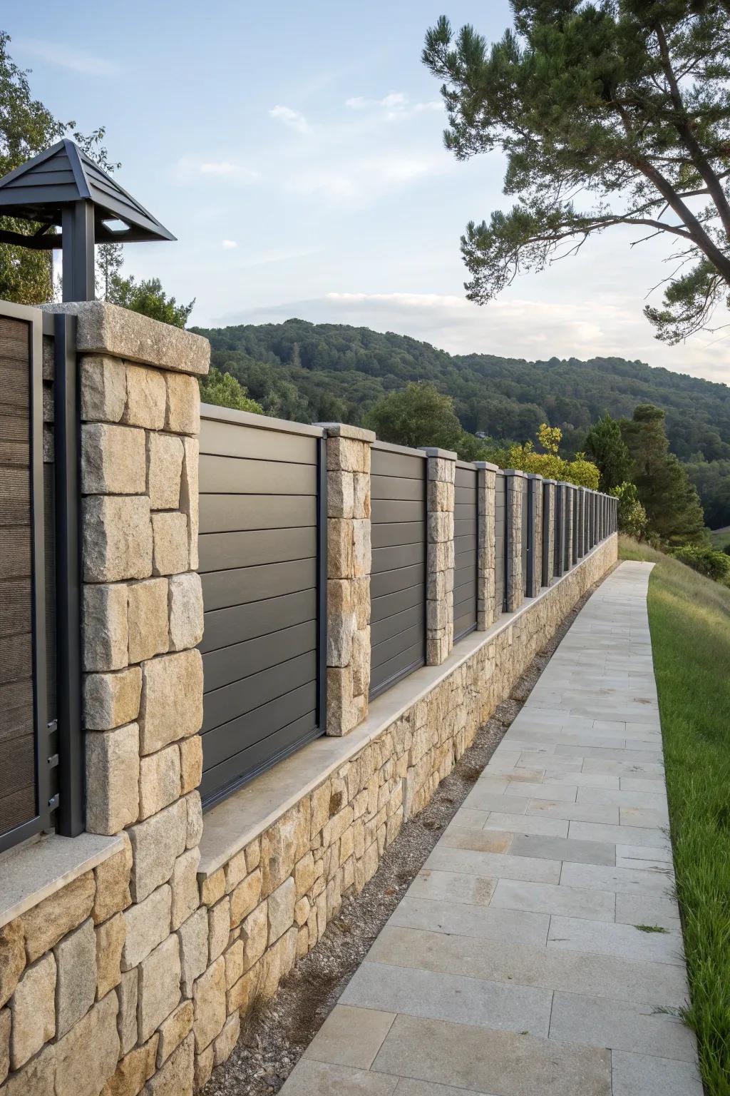 Stone and metal unite to create a harmonious blend of styles.