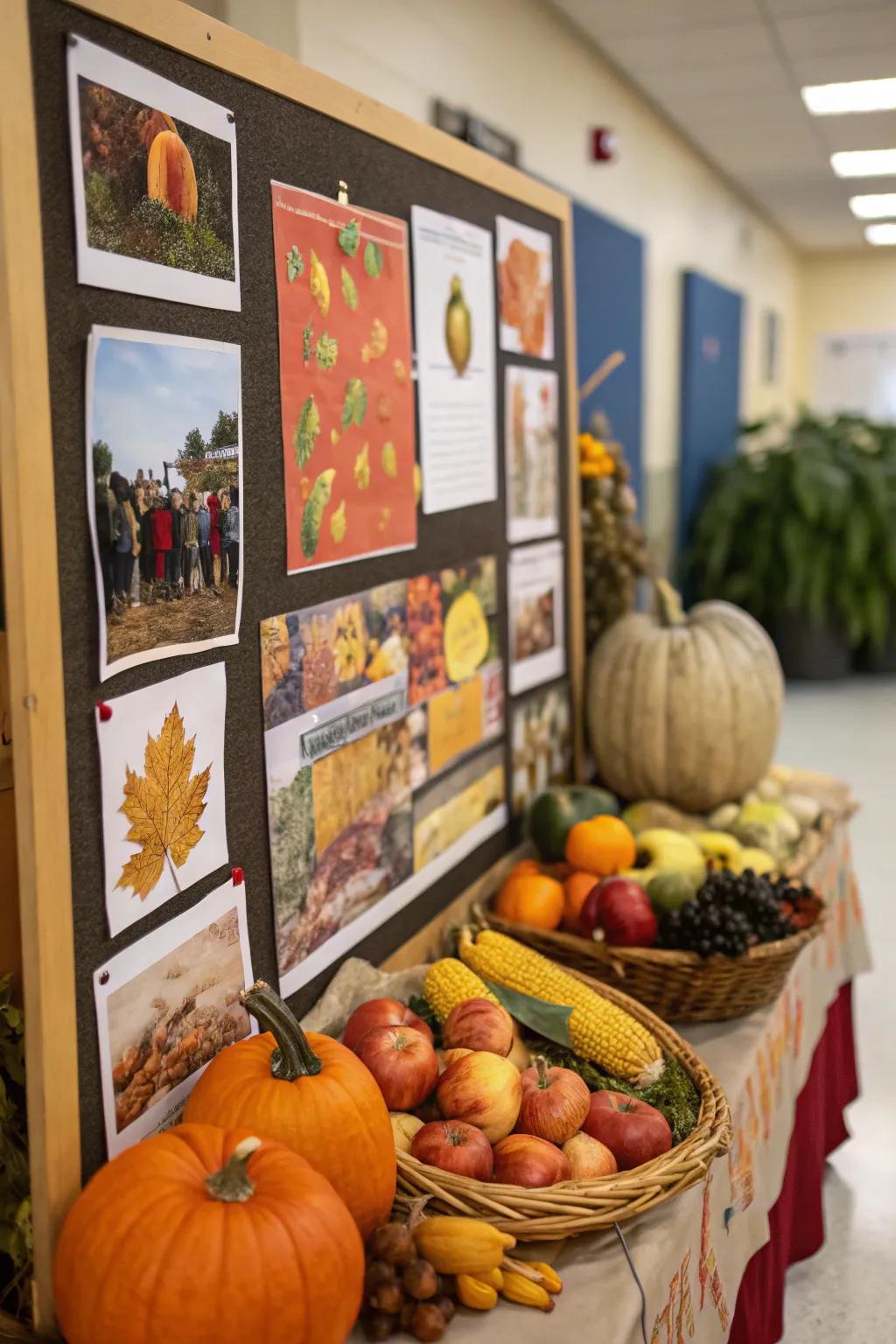 A harvest bounty-themed pin board celebrating fall's abundance.
