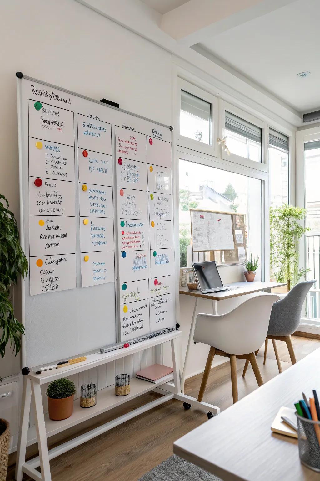 Keep track of home projects with a whiteboard planner.