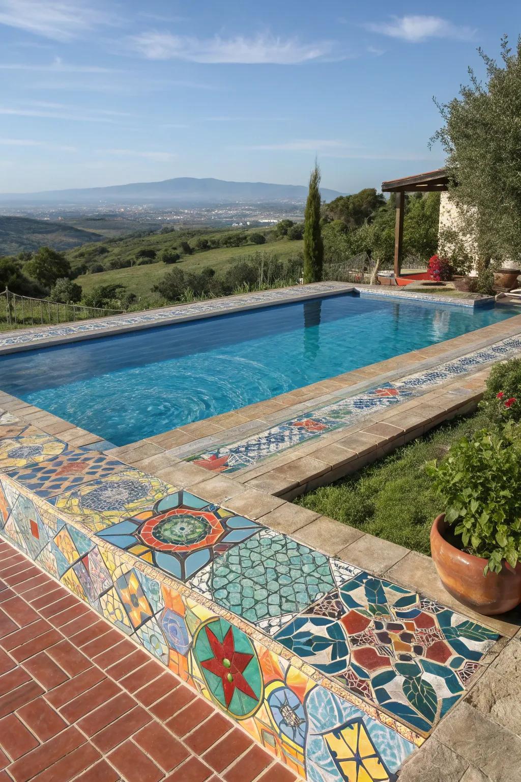 Colorful tiles bring a burst of personality to your pool area.
