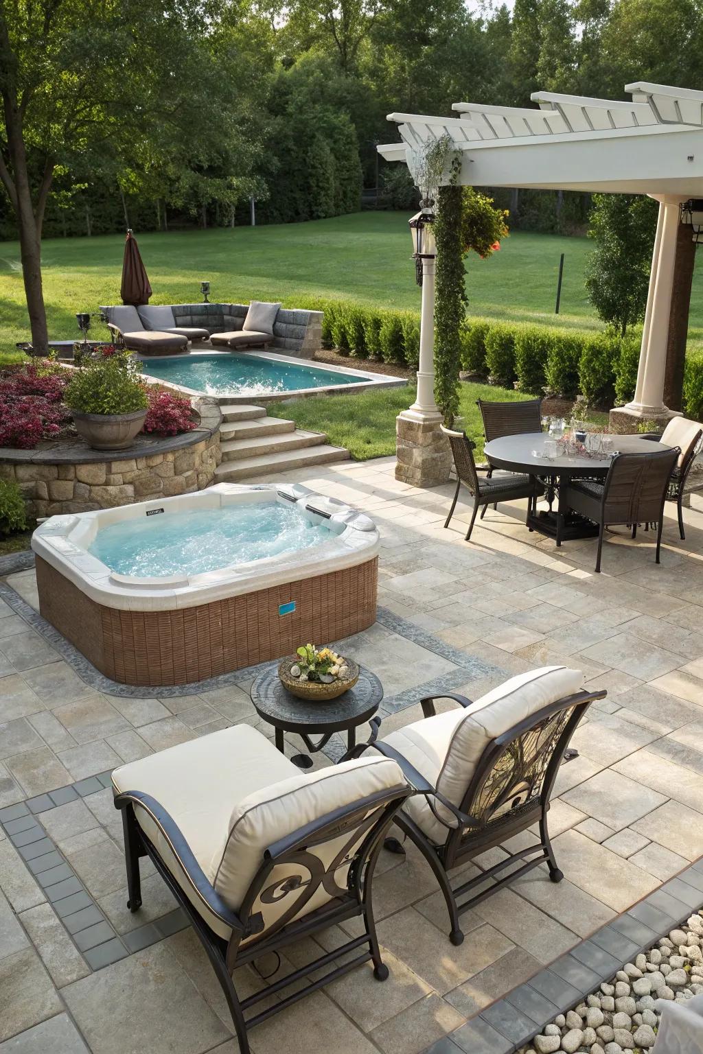 A hydrotherapy tub adds a touch of luxury to your poolside experience.