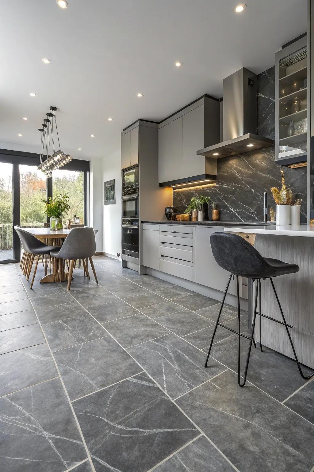 Charcoal hues furnish a refined and versatile base for kitchens.