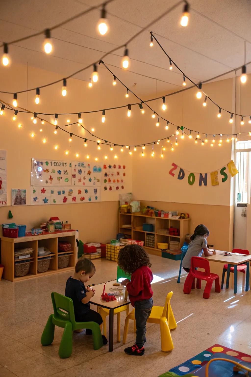 Cozy atmosphere created with soft, warm lighting.