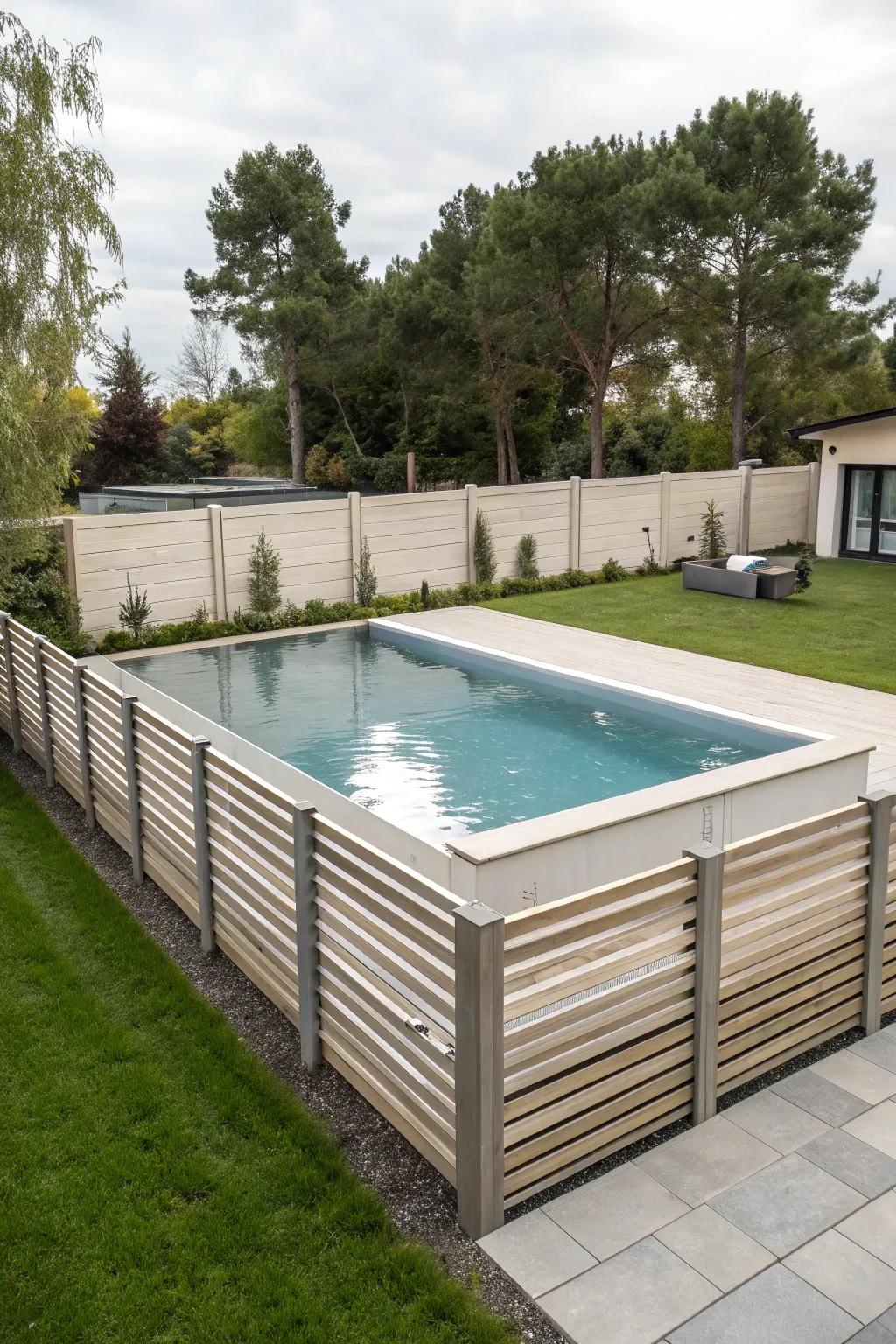 Horizontal plank fencing delivers a modern and sleek privacy solution.