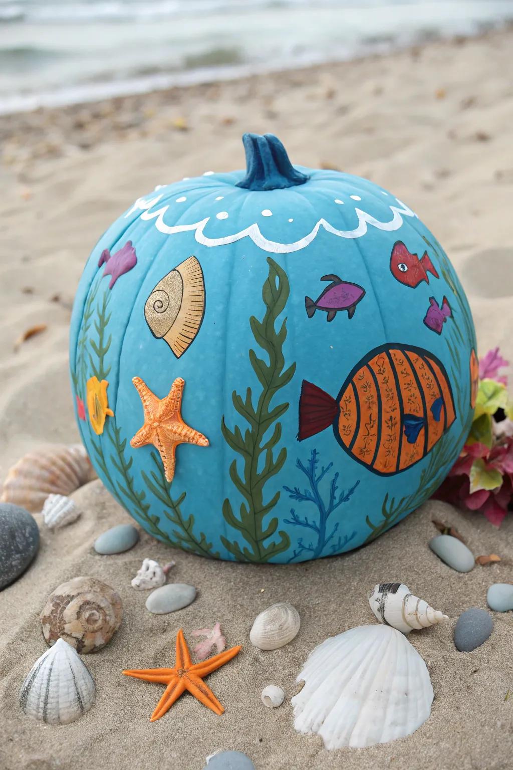 Dive into creativity using under-the-sea themed pumpkins.