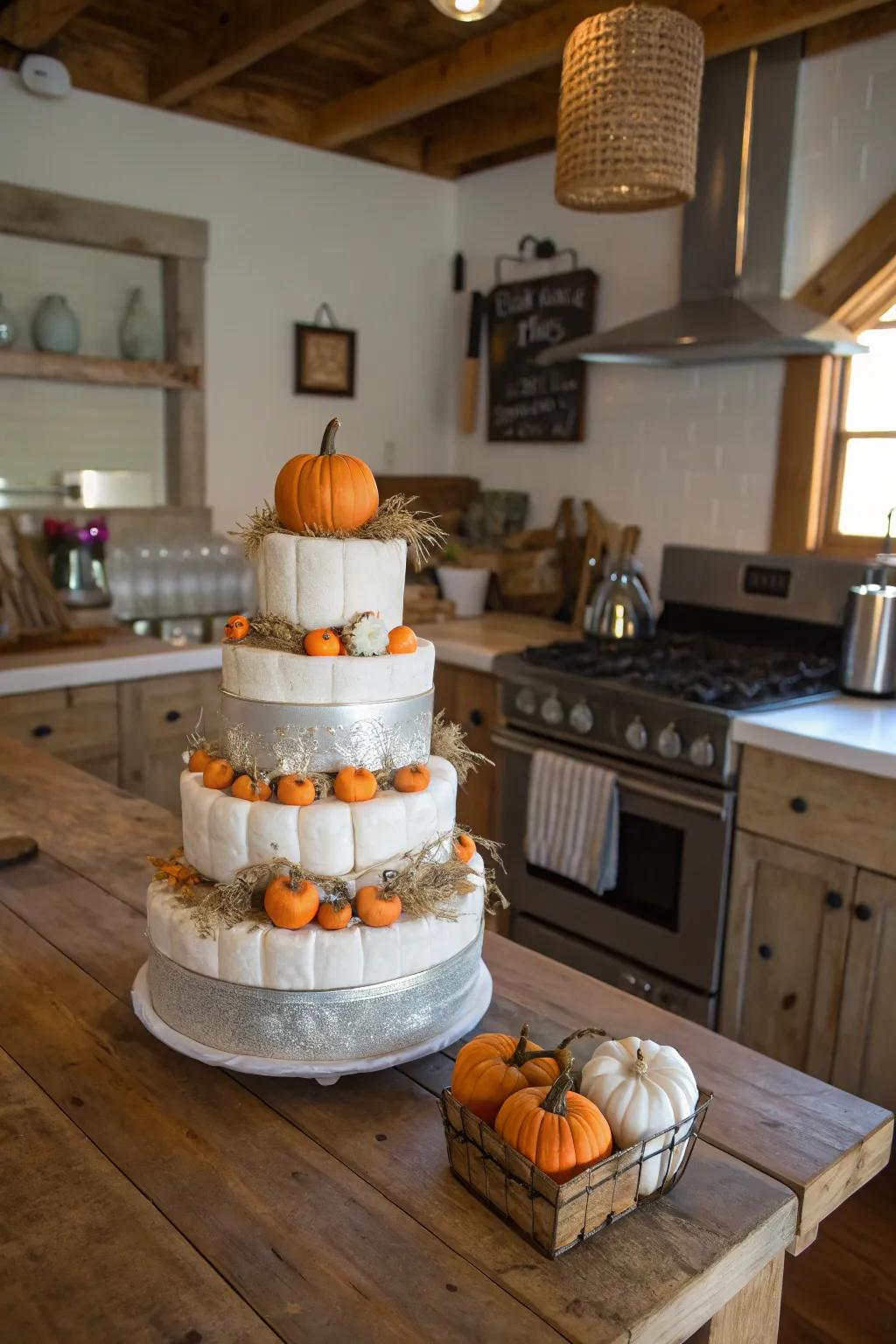 Farmhouse fresh diaper cakes bring a charming country feel indoors.