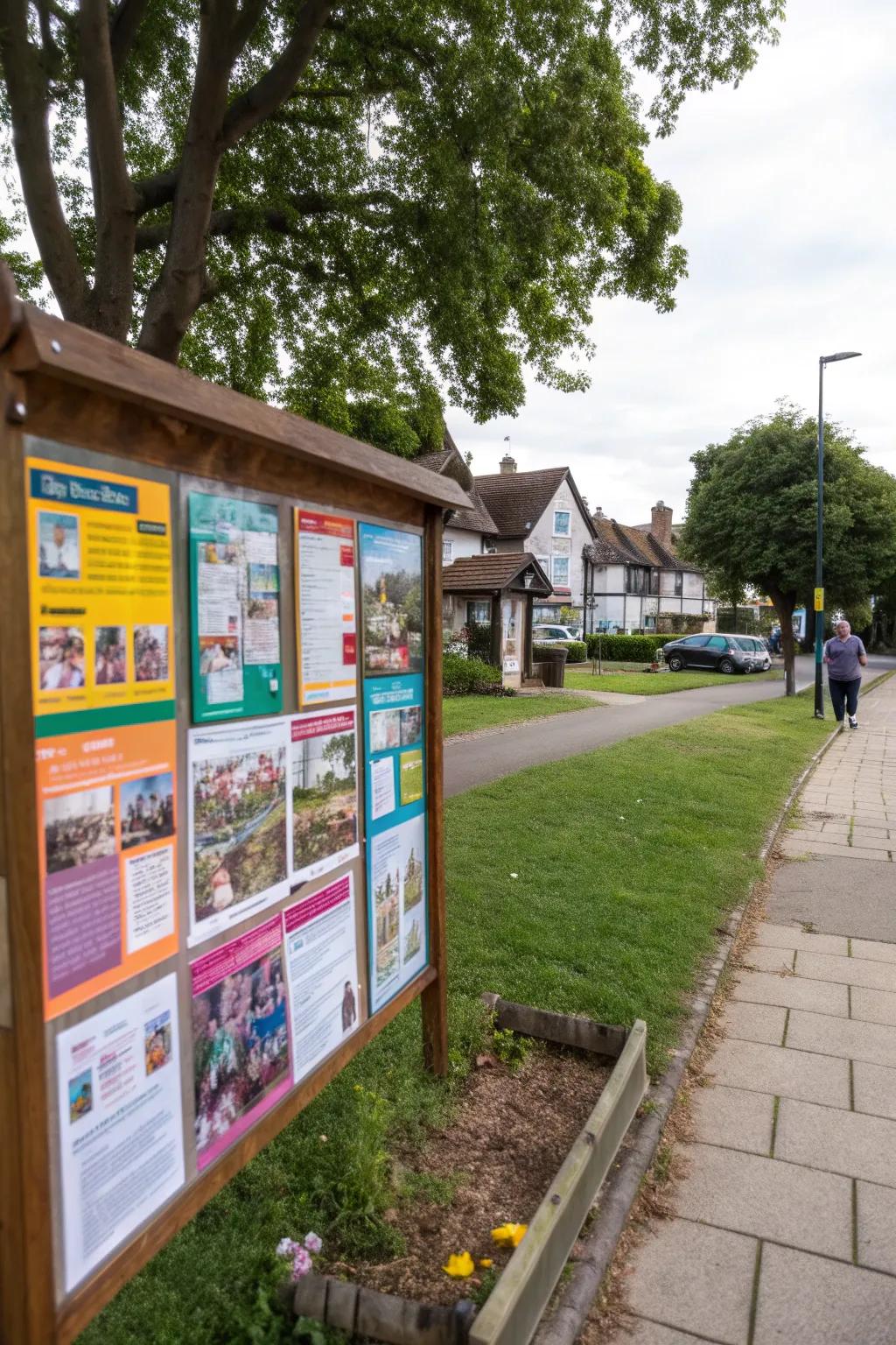 A community-focused pin board showing local events and gatherings.