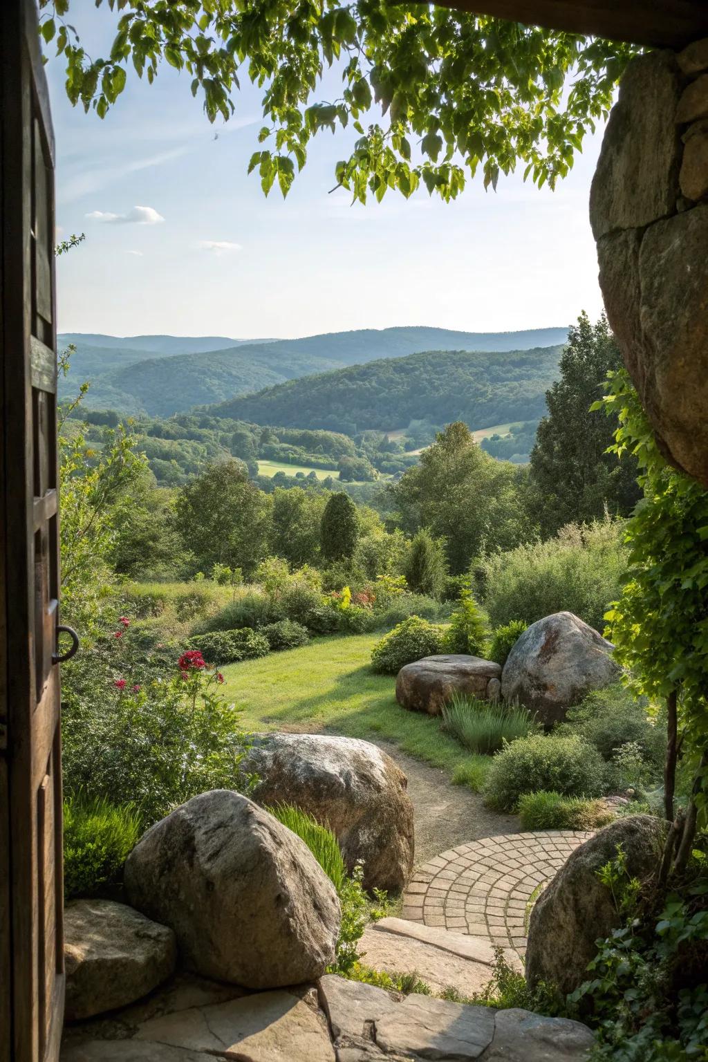 Employ stones to guide attention to beautiful views.