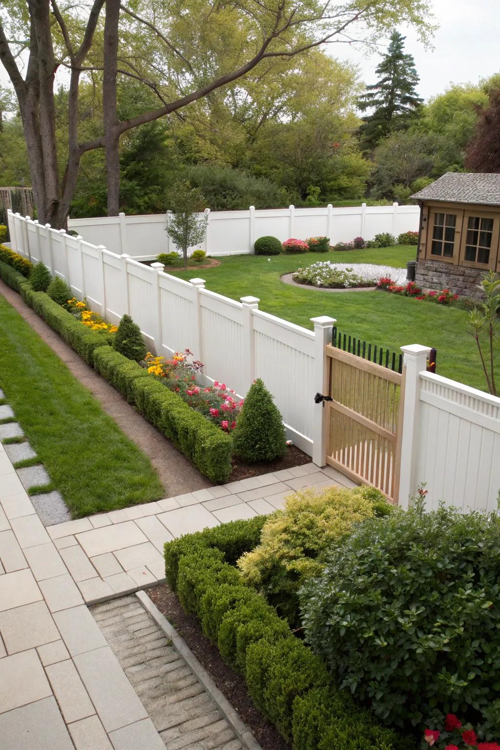 Open rail top plastic fences merge seclusion with a hint of openness.