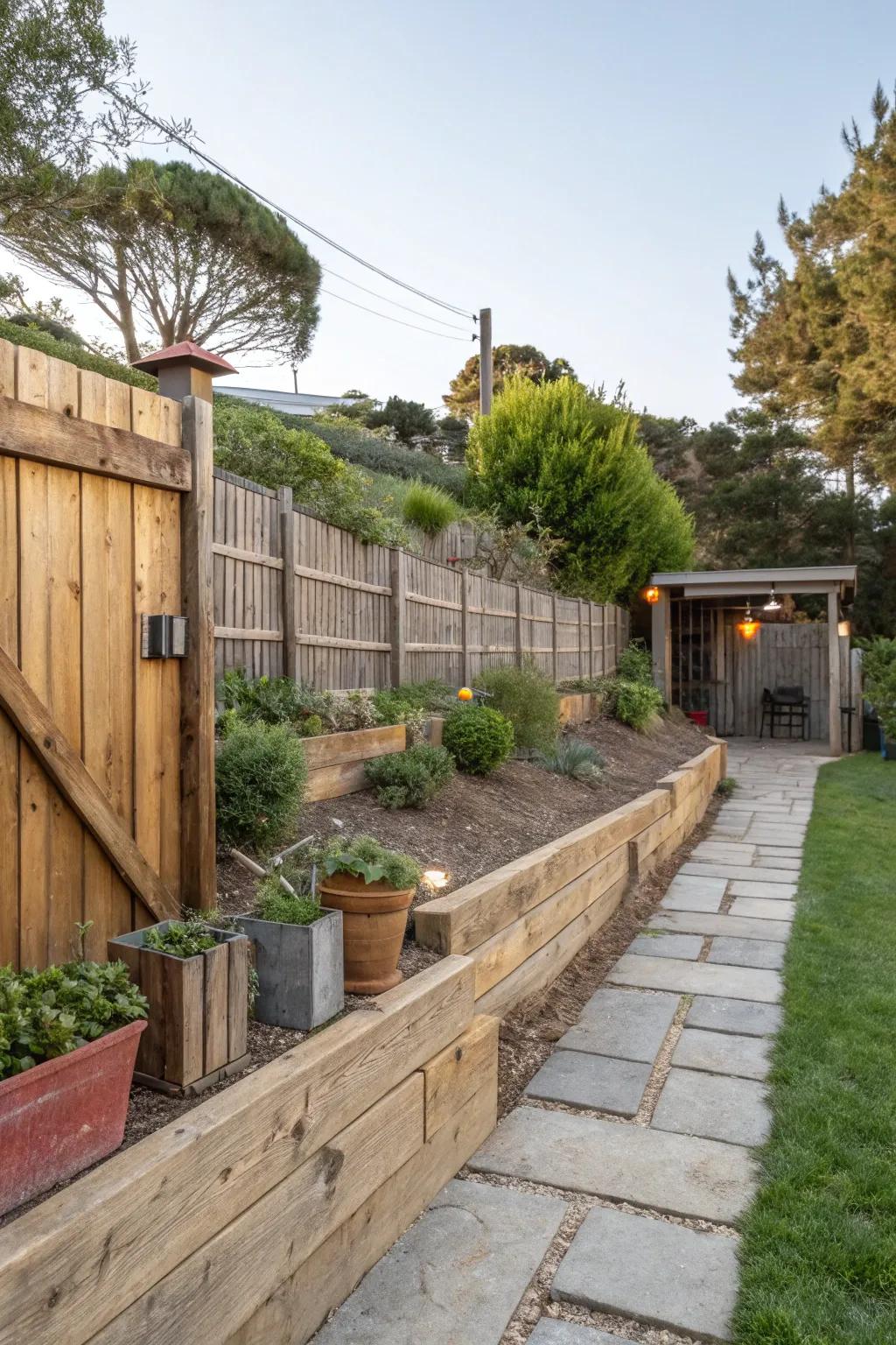 Layered wood beam walls evoke a cozy, country allure.