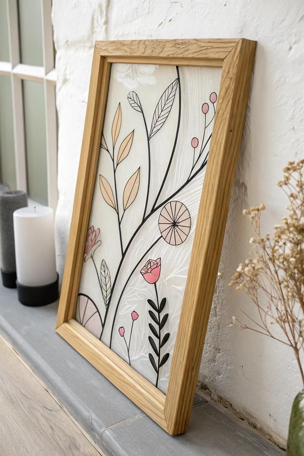 Take hold of minimalist beauty through this exquisite reverse glass painting, at which simpleness complements subtlety.