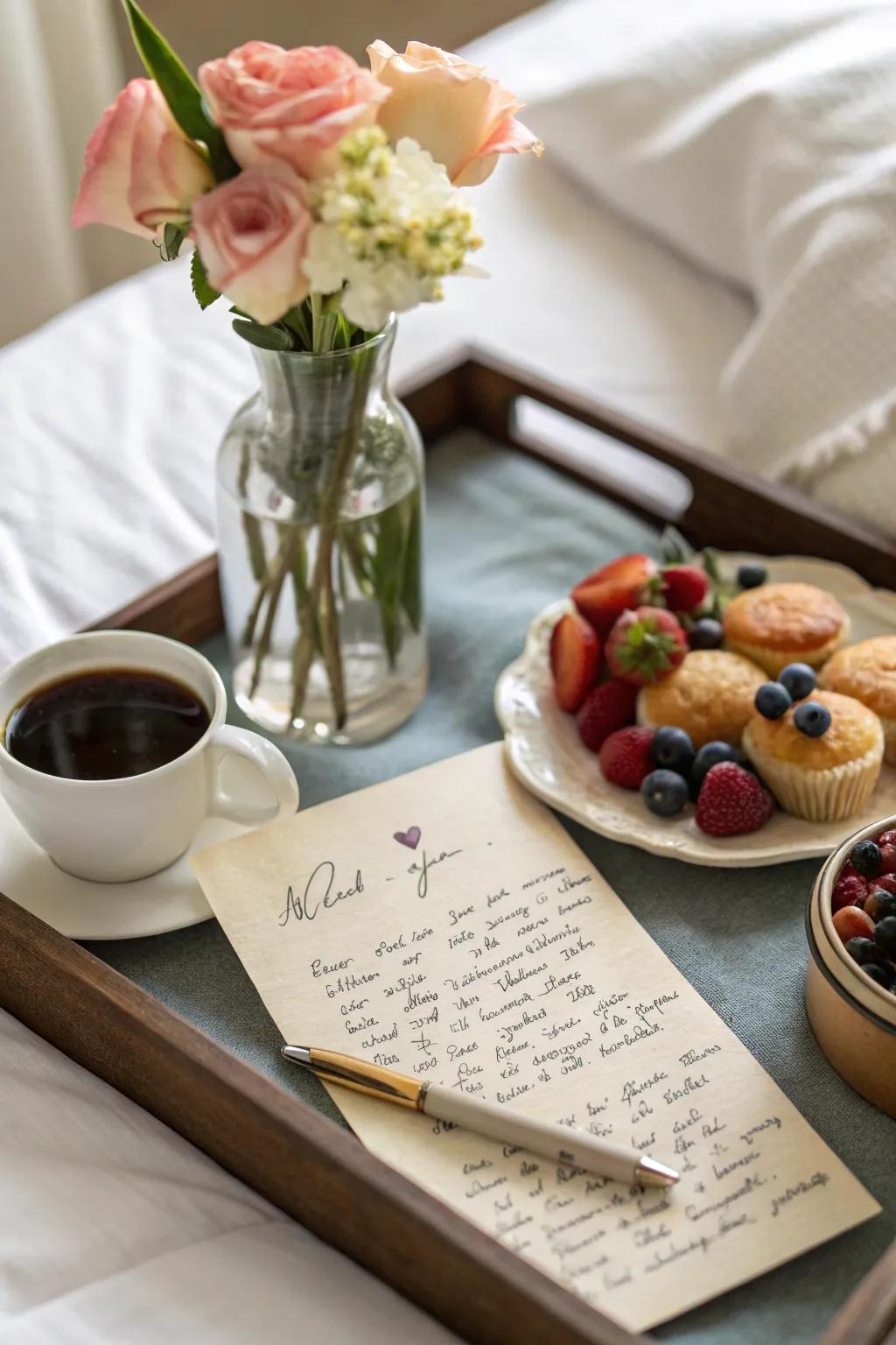 A customized affectionate message adds a heartfelt touch to your breakfast.