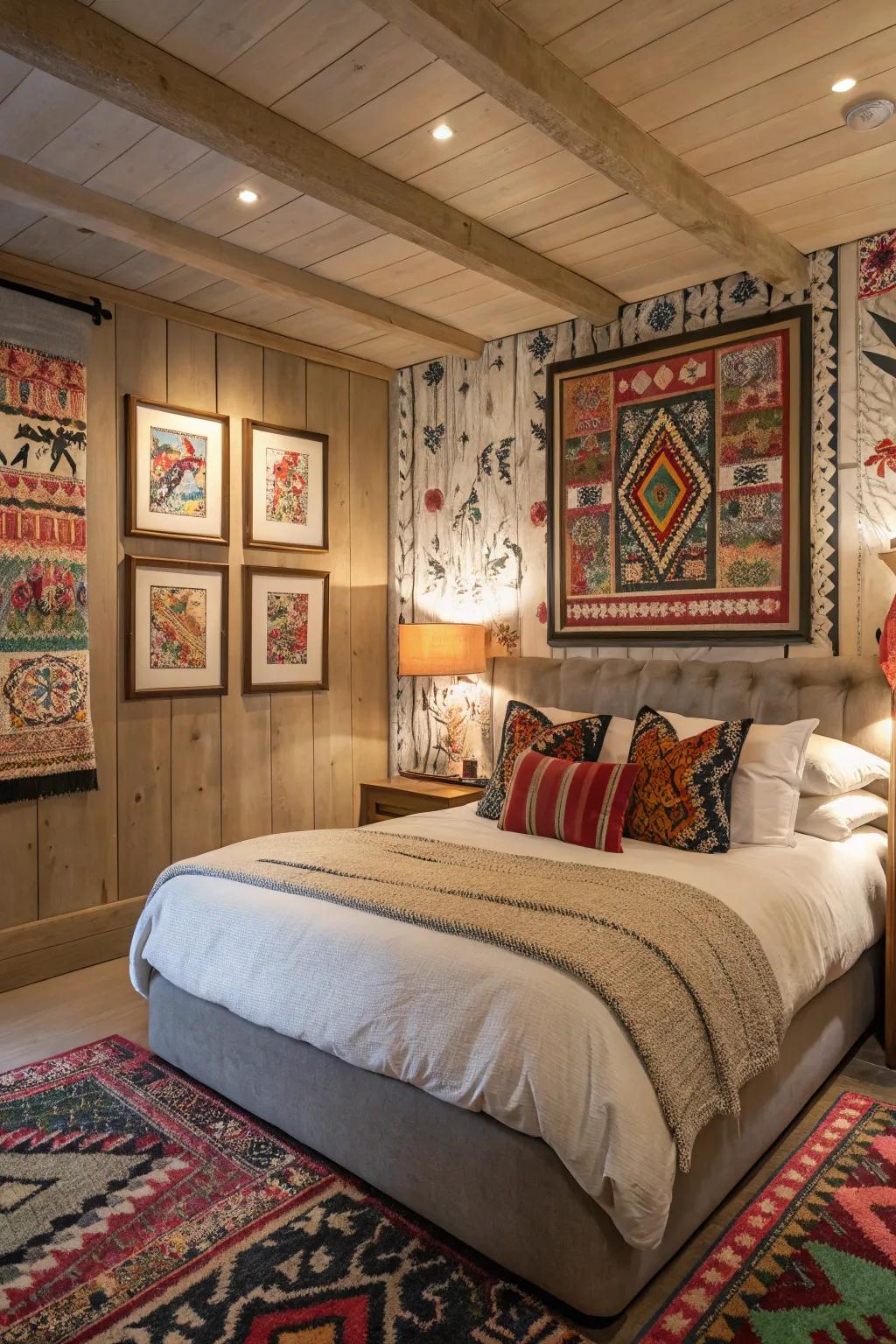 Bold art pieces transform and elevate the room's energy.