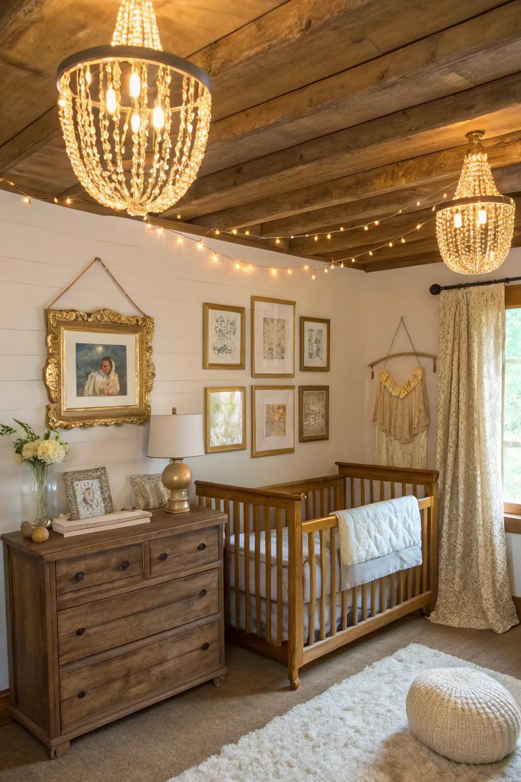 Gilded accents elevate the aesthetics.