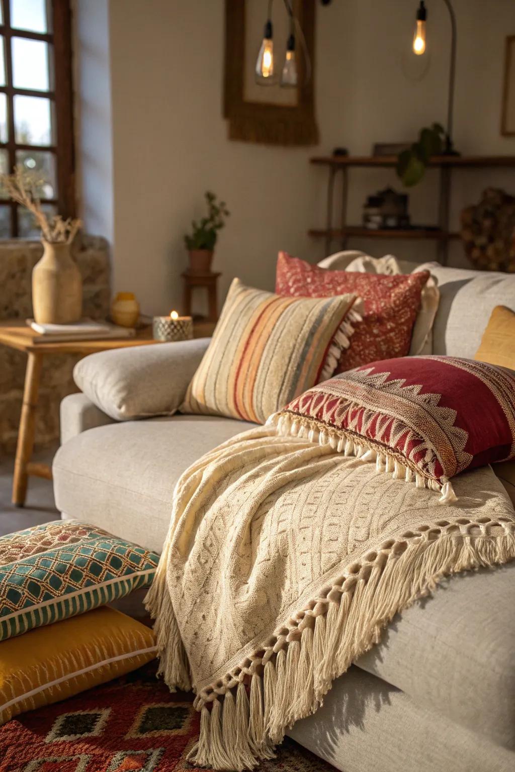 Tassels add playful texture and whimsy to fabrics.