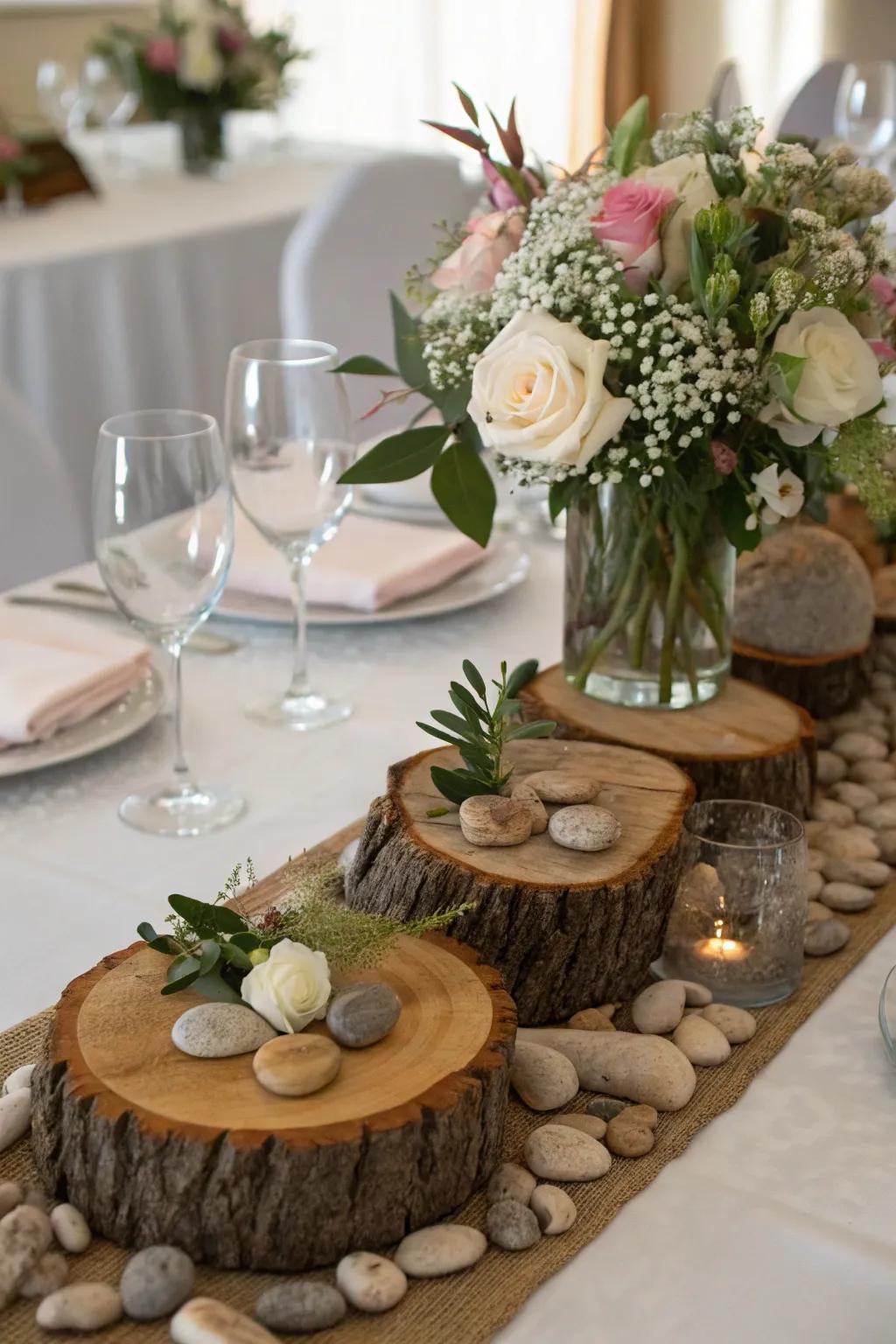 Innate elements convey earthy allure to your tables.